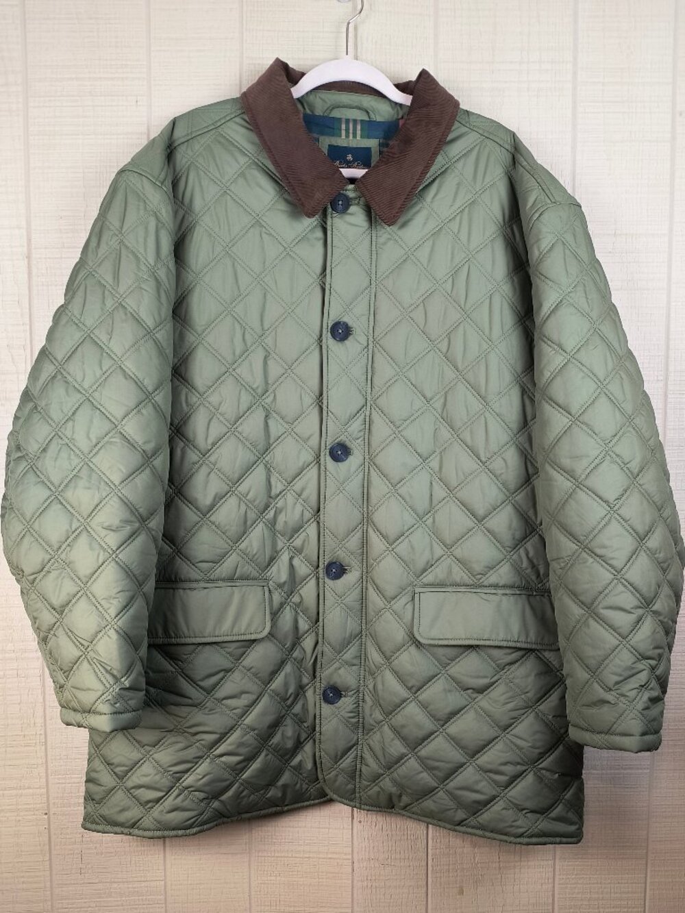 NWT Brooks Brothers Paddock Diamond Quilted Jacket Thermore 2XL Olive Green NEW